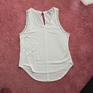 True Freedom Cream Tank Top with Embellishments